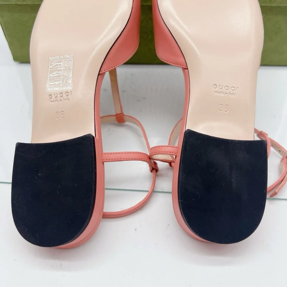 GUCCI Womens Ballet Flat DOUBLE G INTERLOCKING LOGO Slingback Pink Leather EU 36 - Picture 12 of 14